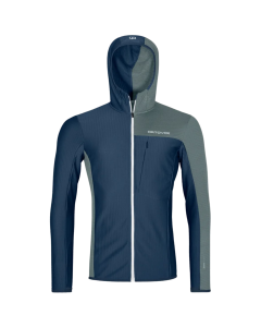 Ortovox Men's FLEECE LIGHT GRID HOODED JKT deep ocean