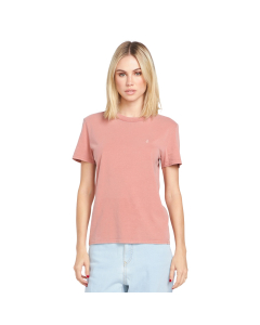 Volcom Women's SOLID STONE EMB TEE MAUVE ROSE