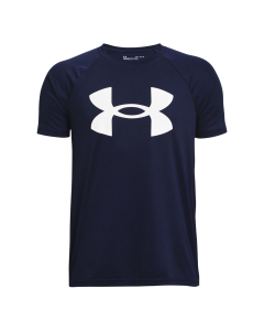 UA Boys 1363283 Tech Big Logo SS Tee 410 midnight navy-white